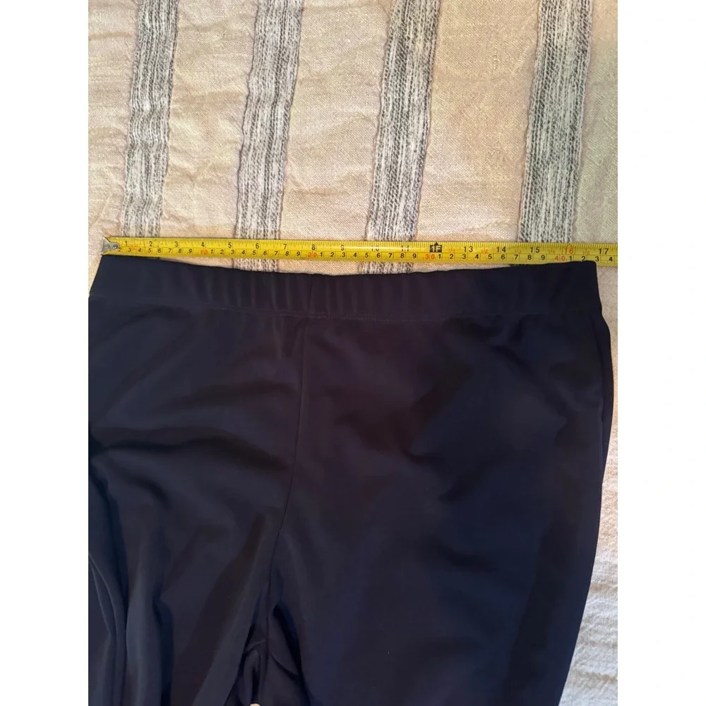 Susan Graver Minimalist Liquid Knit Black Straight Leg Pants Womens Large L